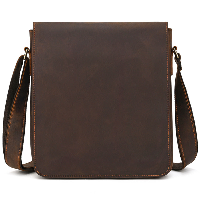 Men's Crazy Horse Flip First Layer Cowhide Men's Shoulder Bags