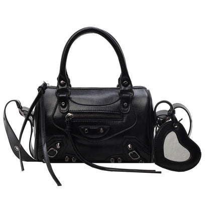 Women's Retro Portable Tassel Rivet Decoration Motorcycle Crossbody Bags