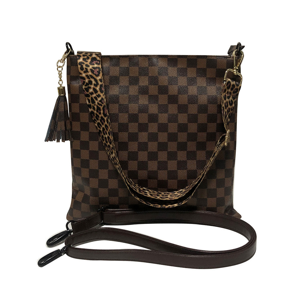 Women's Bright Leopard Print Zipper Plaid Fashion Crossbody Bags