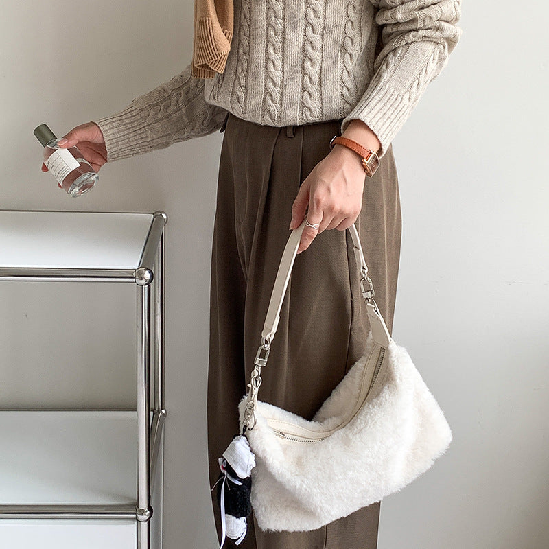 Women's Furry High Sense Underarm Fashion Plush Portable Shoulder Bags