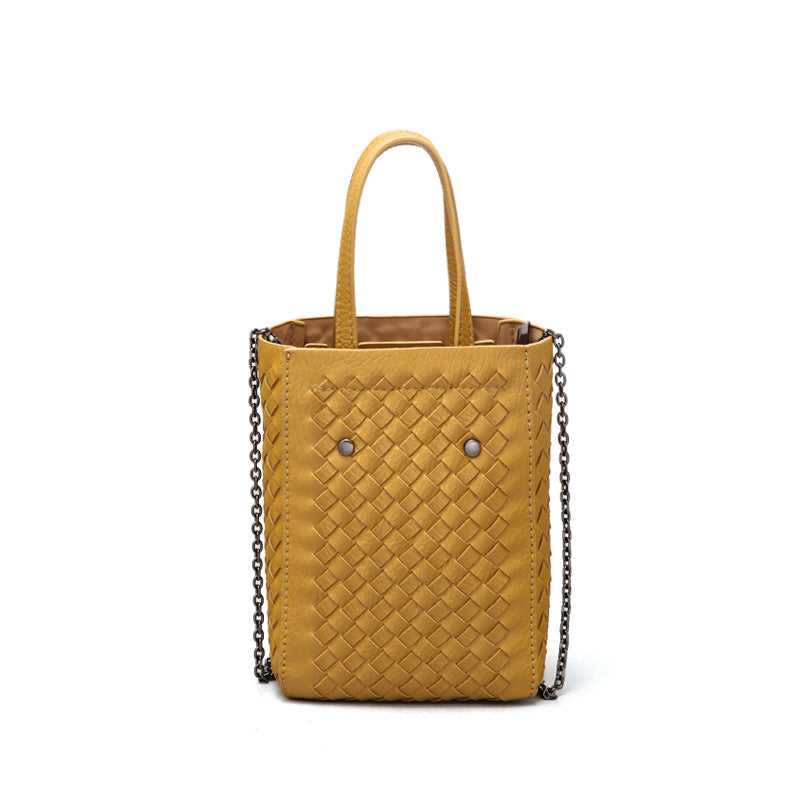 Women's Handmade Woven Solid Color Texture Popular Handbags