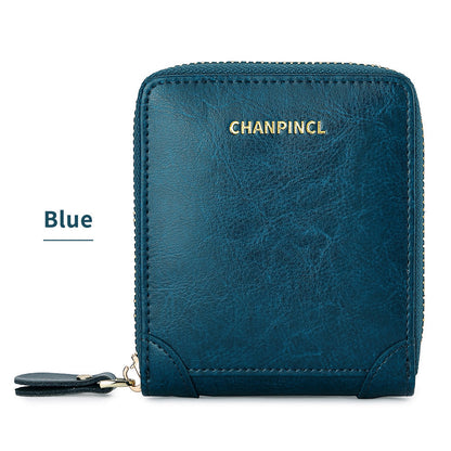 Women's Boxed Short Pocket Zipper Multifunctional Green Ladies Wallets