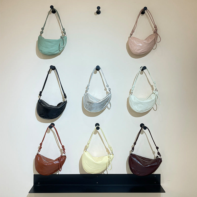 Women's Genuine Leather First Layer Oil Wax Cowhide Saddle Shoulder Bags
