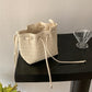 Women's Drawstring Ruffle Bow Fashion Soft Leather Crossbody Bags