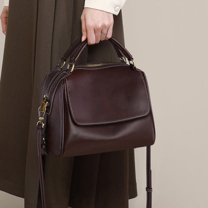 Women's Large Capacity Totes Genuine Leather Portable Crossbody Bags