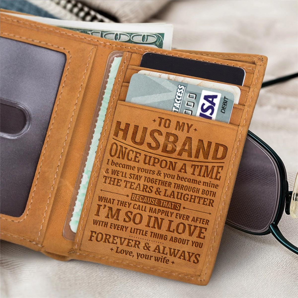 Men's For Husband Three-fold Crazy Horse Leather Men's Wallets