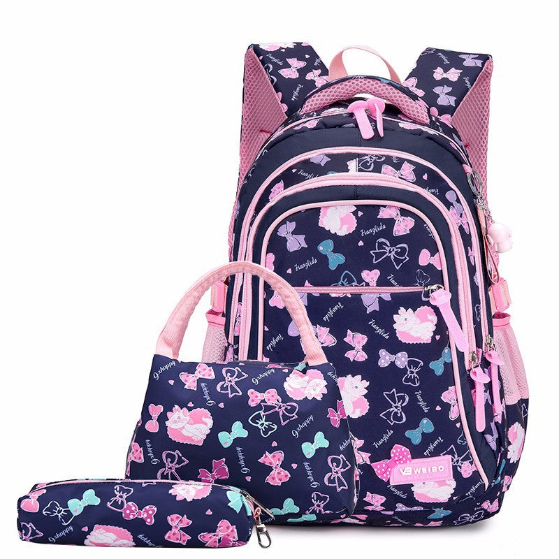 Charming Korean Style Waterproof Three-piece Set Middle School Students' Schoolbags