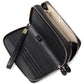 Women's Layer Cowhide Double Zip Clutch Trendy Ladies Wallets