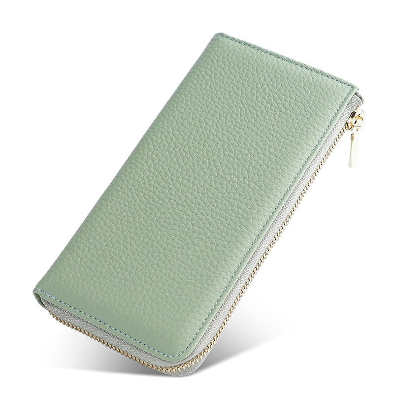 Women's Genuine Leather Long Zipper Fashion Clutch Ladies Wallets