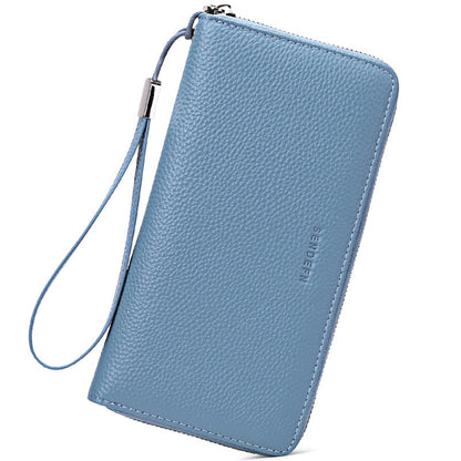 Women's Swiping Leather Large Capacity Long Top Layer Cowhide Ladies Wallets