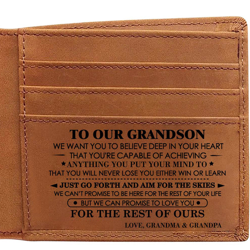 Men's Retro Crazy Horse Leather Genuine Laser Men's Wallets
