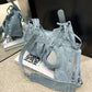 Women's Underarm Retro Rivet Motorcycle Pleated Crescent Crossbody Bags