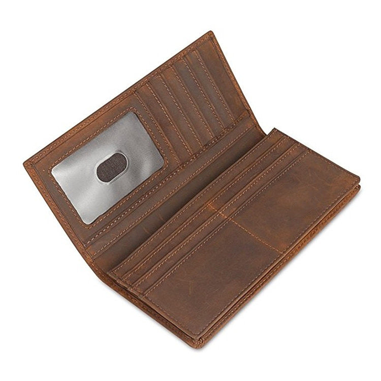 Men's First Layer Cowhide Retro Long Multiple Men's Wallets