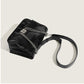 Oil Wax Leather Chain Pure Black Underarm Crossbody Bags