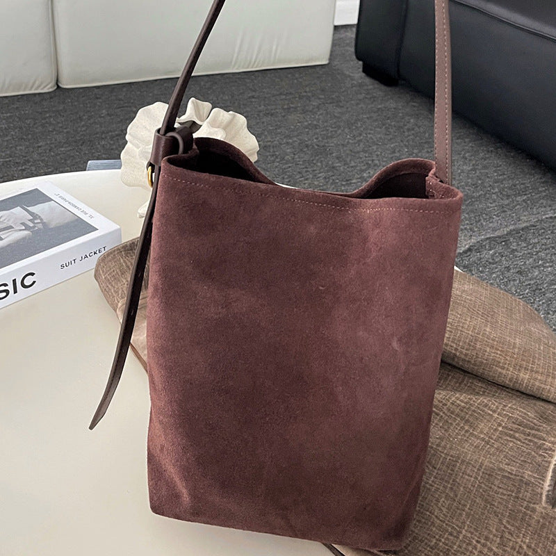 Women's Frosted Cowhide Commuter Large Capacity Idle Style Underarm Bags