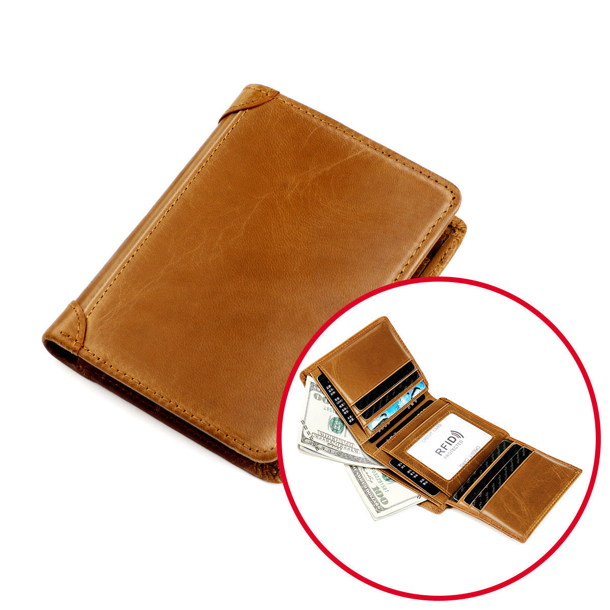Men's Cowhide Multiple Slots Genuine Leather Cover Men's Wallets