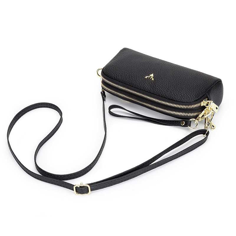 Women's Leather Fashion Cattlehide One Big Litchi Crossbody Bags