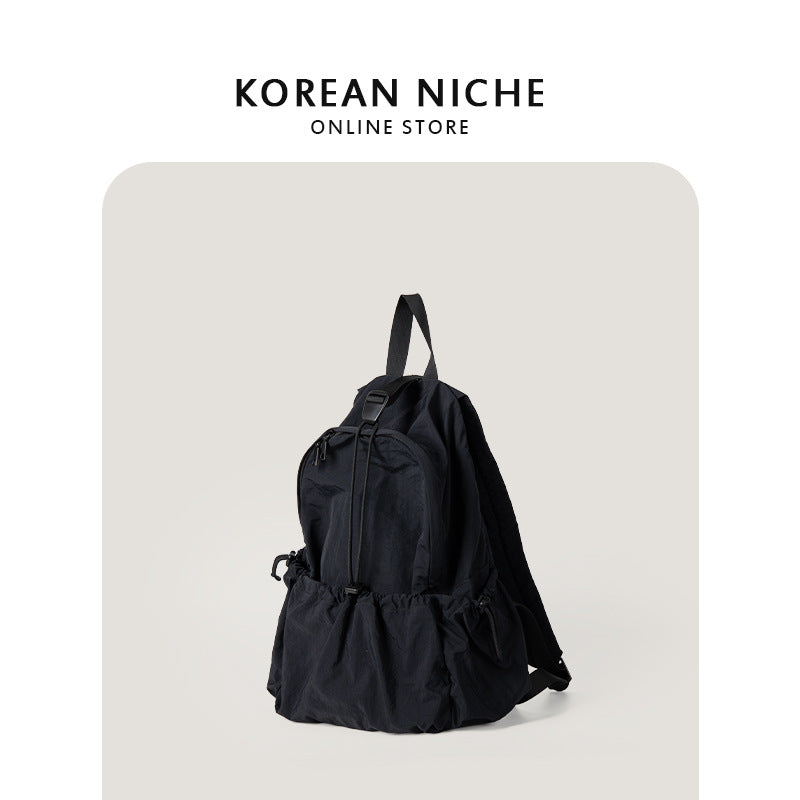 Design Drawstring Ruffle Lightweight Nylon Leisure Backpacks