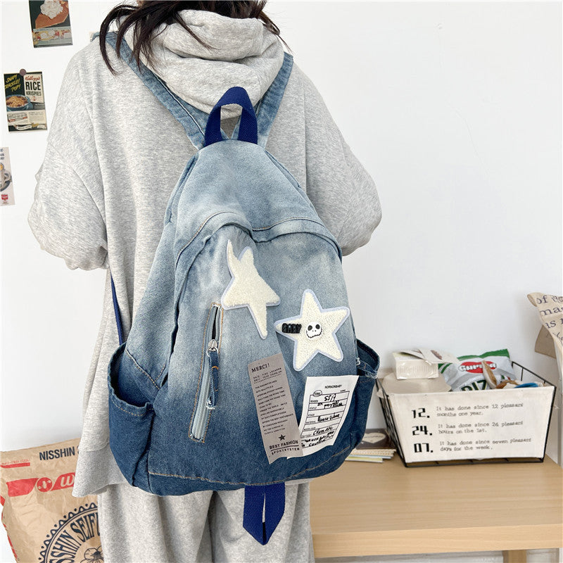 Gradient Denim Early High College Vintage Backpacks