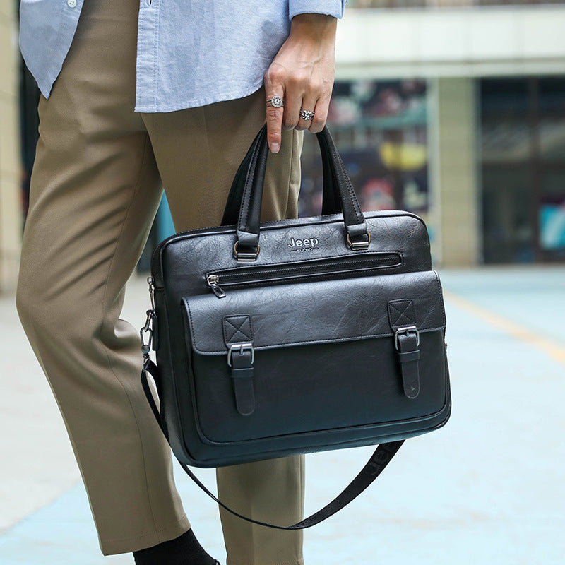 Men's Fashion Jeep Business Retro Leather Men's Briefcases
