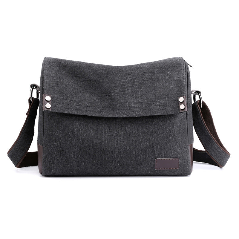 Men's Large Capacity Simple Retro Canvas Horizontal Men's Shoulder Bags