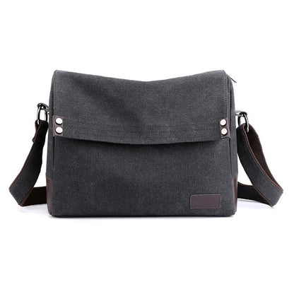 Men's Large Capacity Simple Retro Canvas Horizontal Men's Shoulder Bags