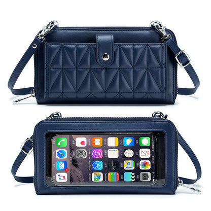 Women's Touch Screen Embroidered Leather Mini Phone Bags