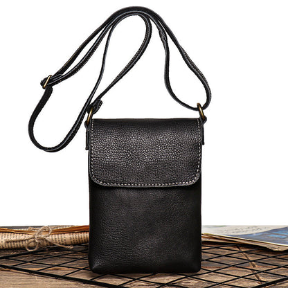 Men's & Women's Leather Crazy Horse Fashion Simple Mobile Men's Shoulder Bags