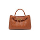 Women's Design Metal Cord Fastener Authentic Leather Weave Portable Shoulder Bags