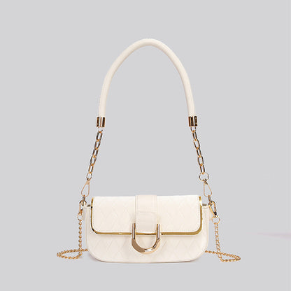Women's Popular Pink Rhombus Chain Baguette Underarm Simple Crossbody Bags