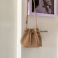 Women's Drawstring Ruffle Bow Fashion Soft Leather Crossbody Bags