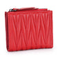 Women's Sheepskin Pleated Vertical Fashion Embroidery Short Ladies Wallets