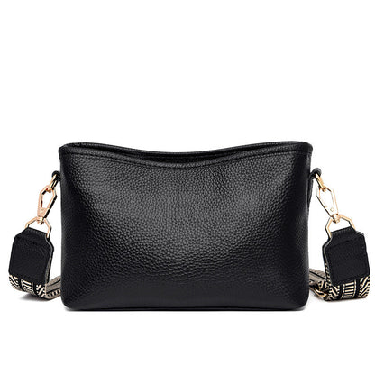 Women's Genuine Leather Wide Strap Closed Toe Layer Handbags