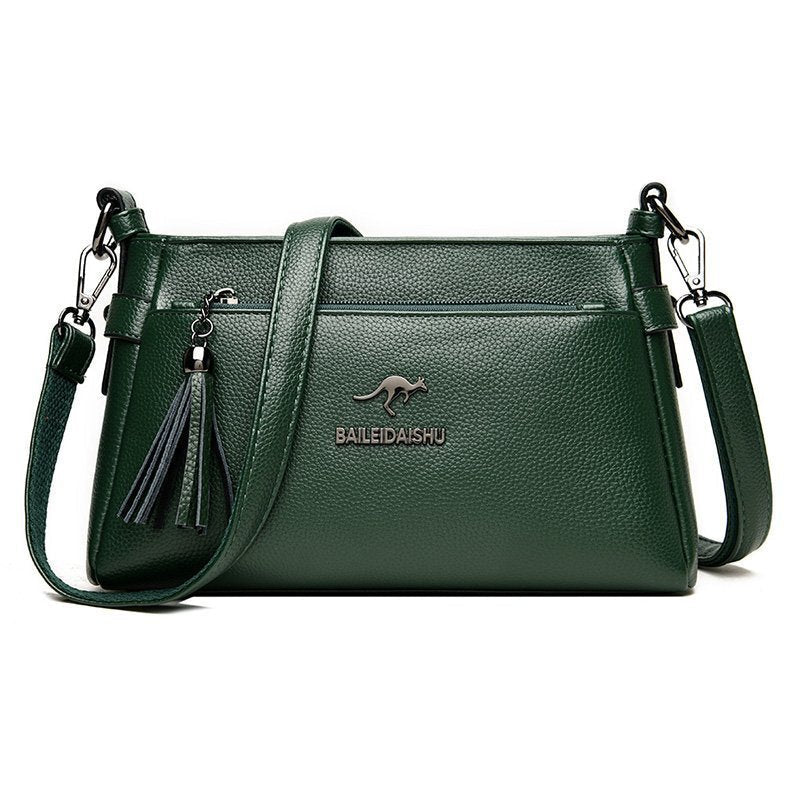 Women's Genuine Leather Tassel Trendy Korean Style Shoulder Bags