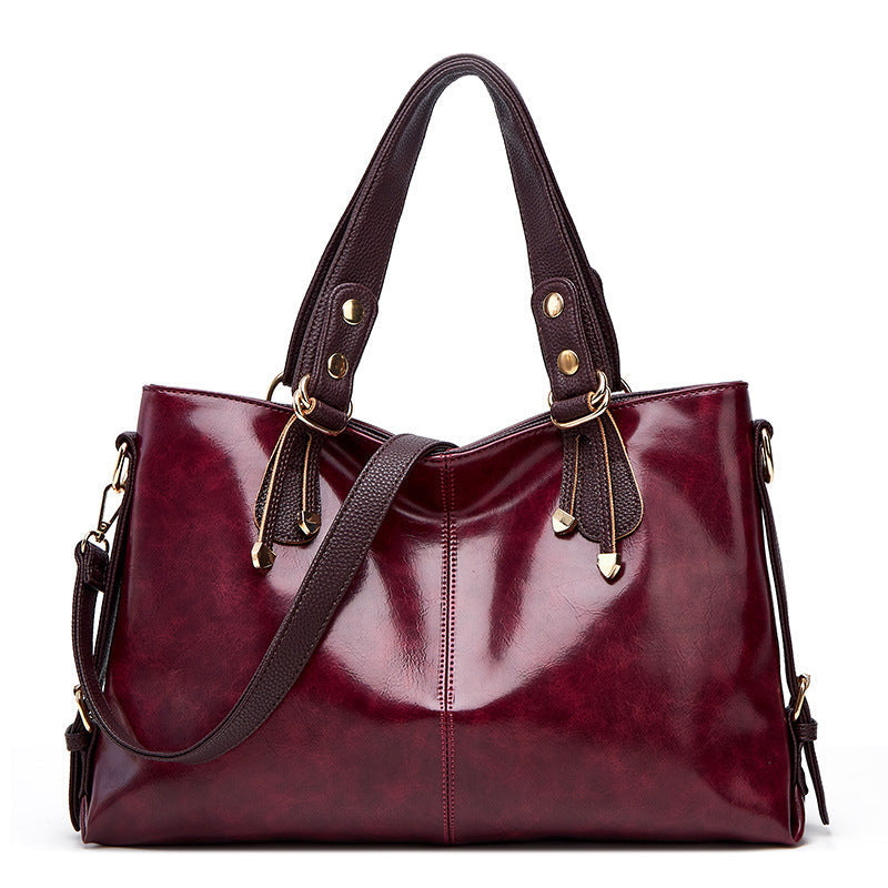 Women's Large Capacity Soft Leather Portable Commuting Shoulder Bags