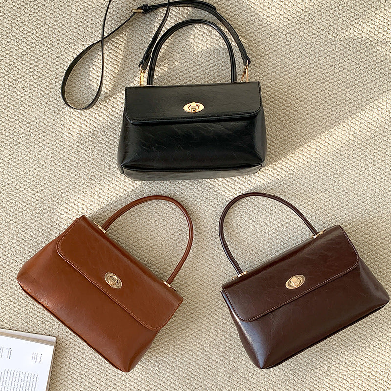 Fashion Minority Design Oil Wax Leather Western Style Flip Shoulder Bags