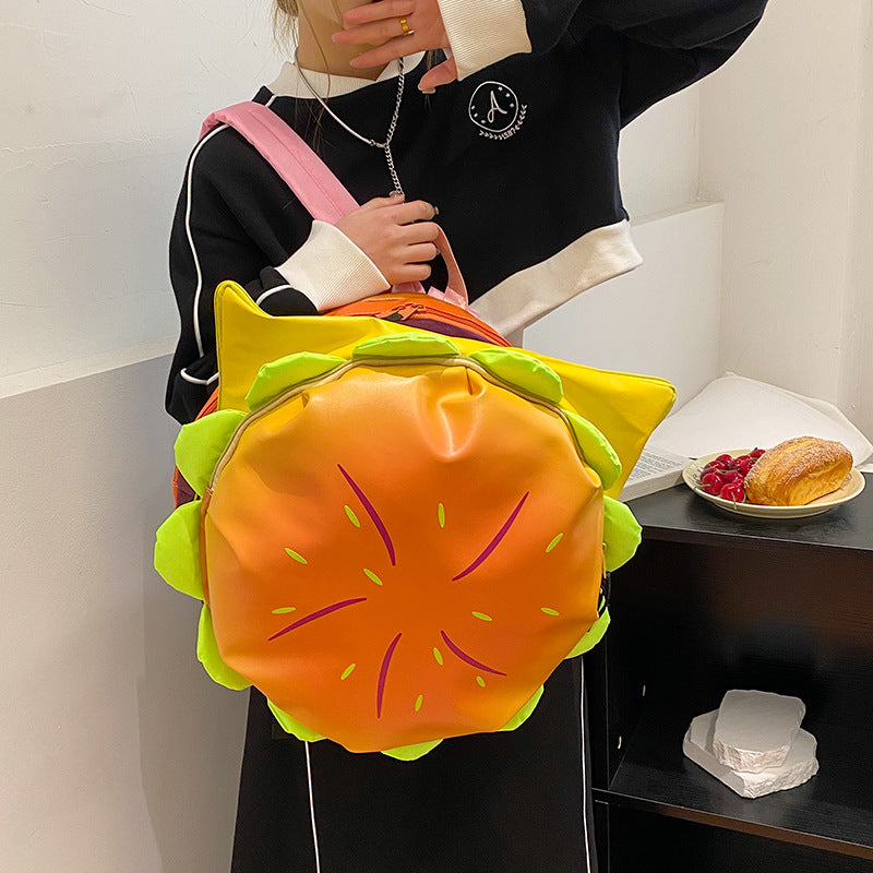 Women's Cute Cheese Hamburger Design Funny Creative Backpacks
