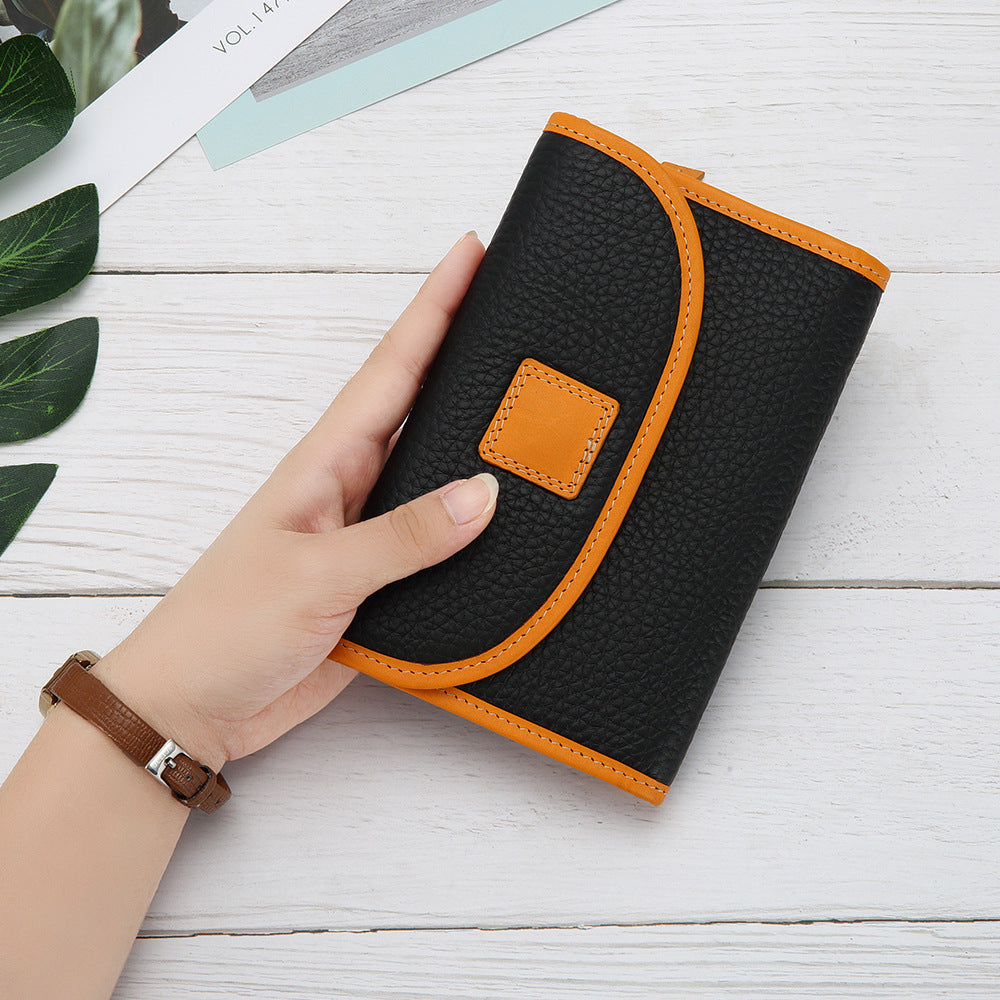 Women's Fashion Short Zipper Soft Cowhide Purses