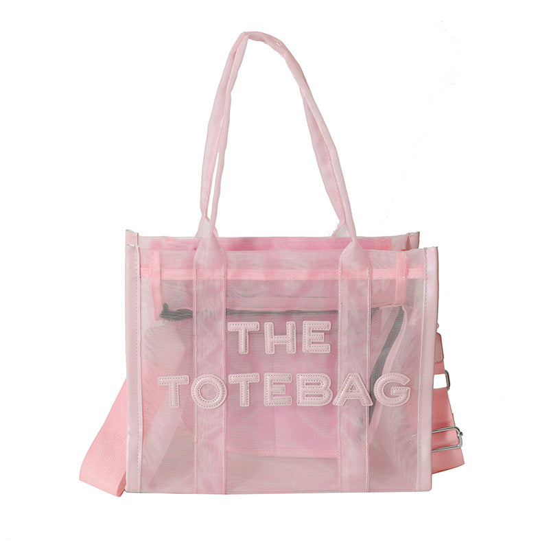 Women's Today Popular Jelly Color Mesh Transparent Bags