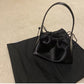 Women's Satin Splice Leather Letter Drawstring Underarm Handbags
