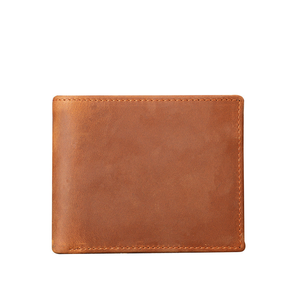 Men's Vintage Crazy Horse Leather Genuine Bank Ladies Wallets