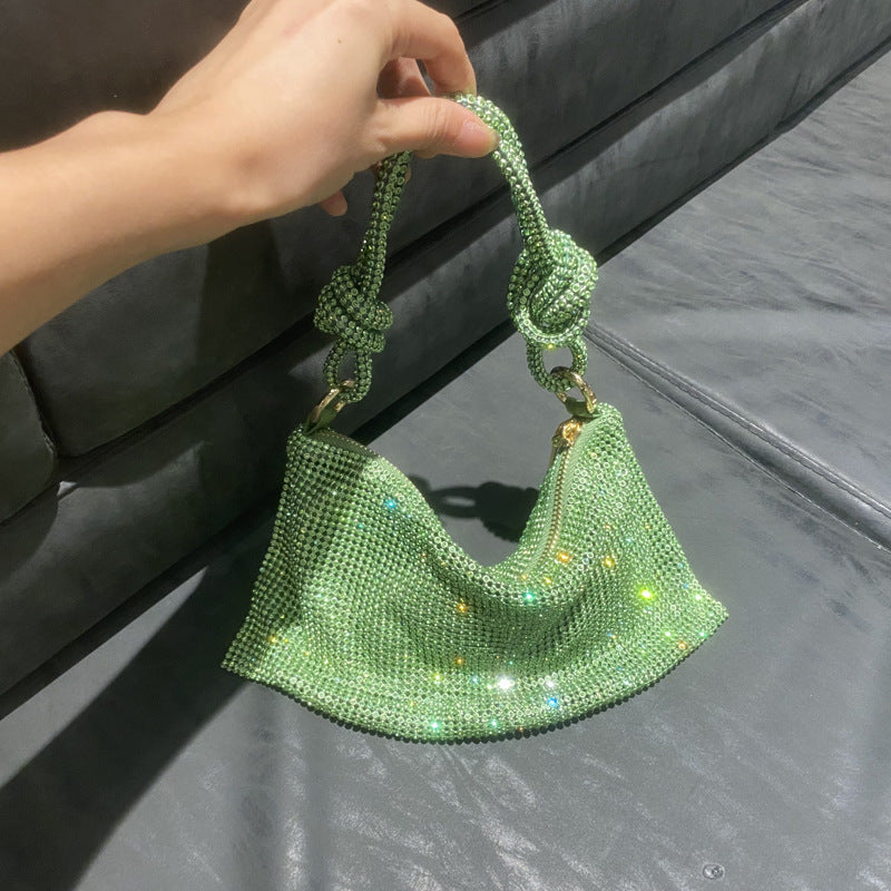 Attractive Women's Rhinestone Underarm Pink Clutch Shoulder Bags