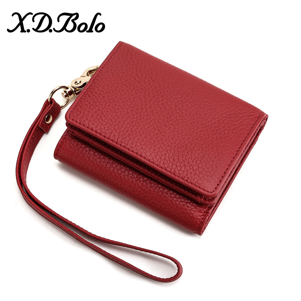 Women's Attractive Short First Layer Cowhide Ladies Wallets