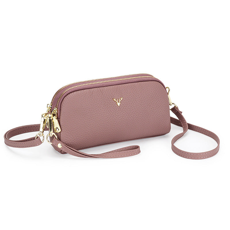 Women's Leather Fashion Cattlehide One Big Litchi Crossbody Bags