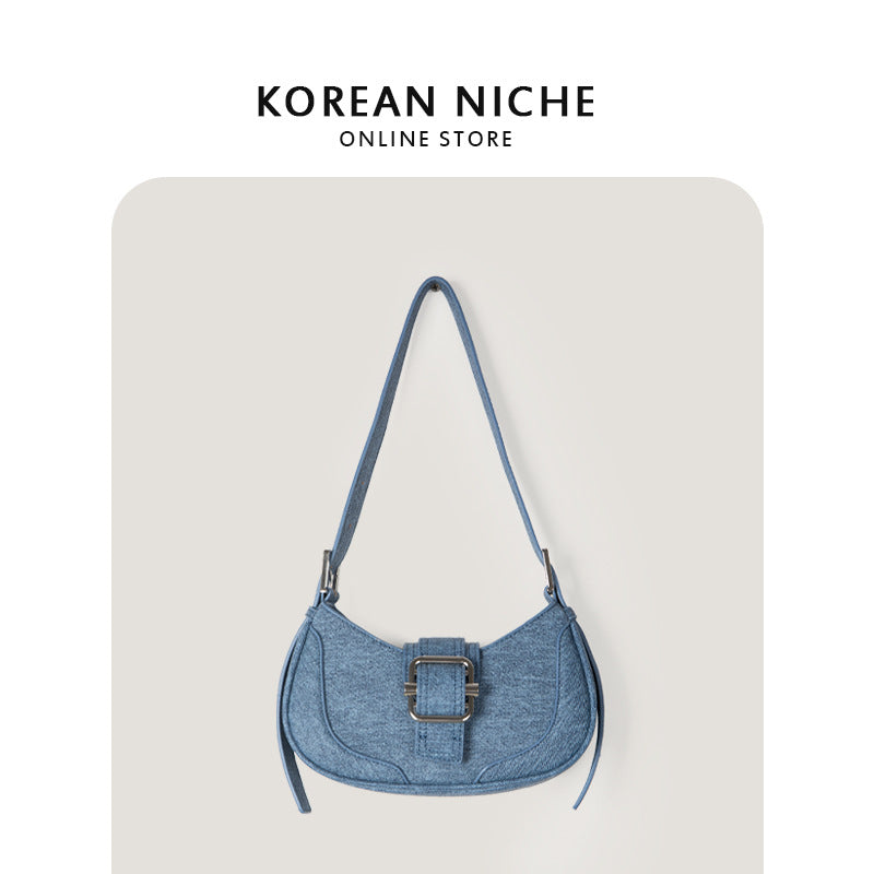 Women's Korean Contrast Color Baguette Advanced Texture Bags