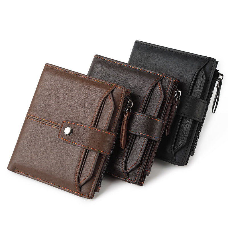 Leather For Man Large Capacity Short Men's Wallets