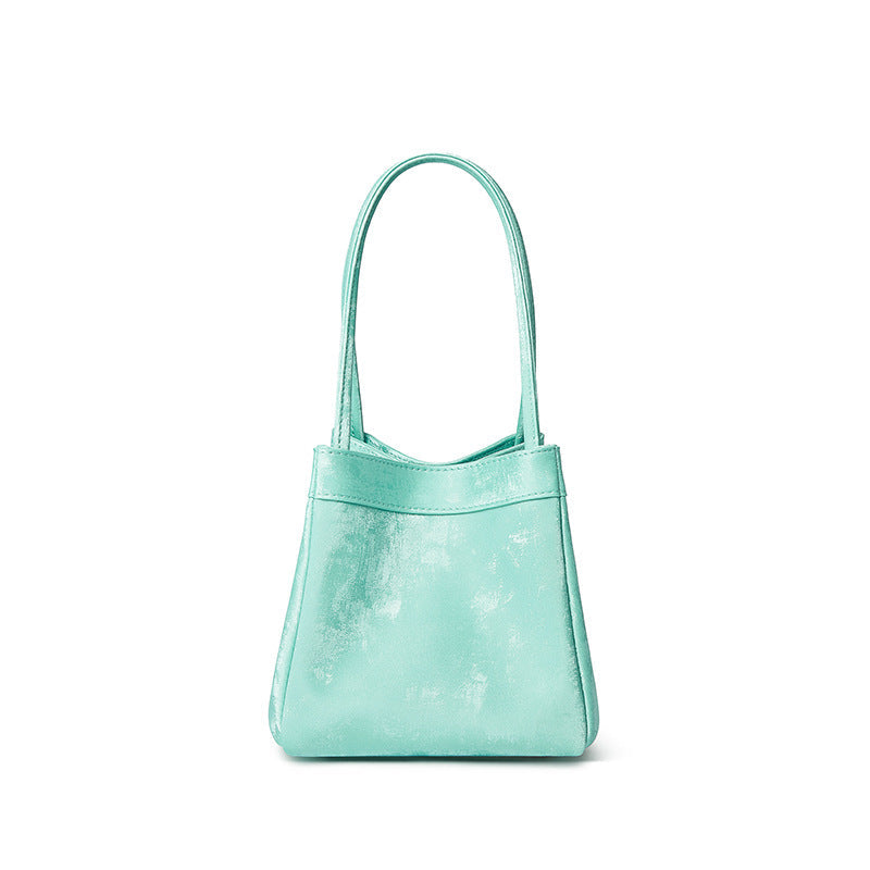 Women's Chinese Style Tip Leather Satin Large Shoulder Bags