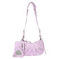 Women's Underarm Retro Rivet Motorcycle Pleated Crescent Crossbody Bags