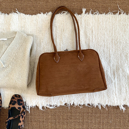 Women's Style Large Suede Frosted Vintage Boston Tote Bags