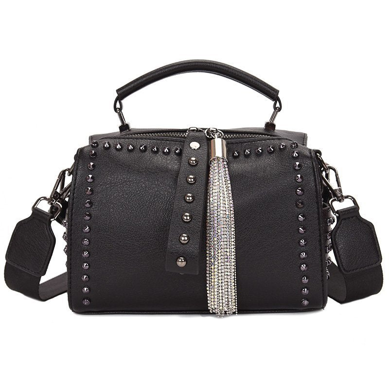 Women's Capacity Boston Simple Wide Strap Tassel Shoulder Bags